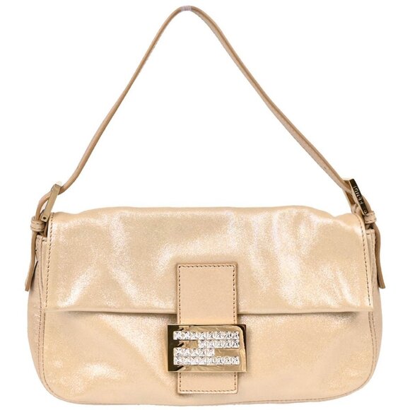 Fendi Metallic White Leather Baguette Handbag 8BR600-DJM-129-2308 166105 - Picture 1 of 11